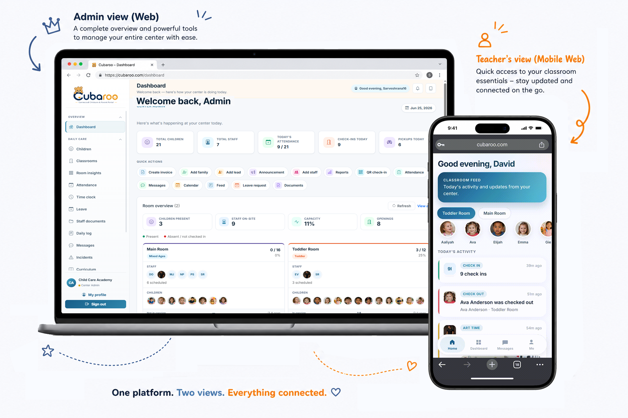 Cubaroo childcare management platform overview